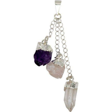 2.25" Gemstone Pendant - Healing - Rose Quartz, Clear Quartz, Amethyst - Magick Magick.com