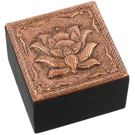 2.3" Bronze Metal Trinket Box - Lotus - Magick Magick.com
