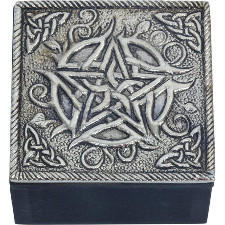 2.3" White Metal Trinket Box - Pentacle - Magick Magick.com