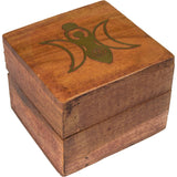 2.5" Acacia Wood Box with Velvet Lining - Moon Goddess - Magick Magick.com