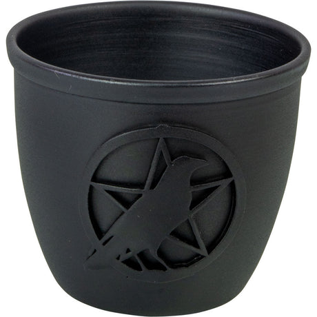 2.5" Cast Iron Chime Candle Holder - Pentacle with Raven - Magick Magick.com