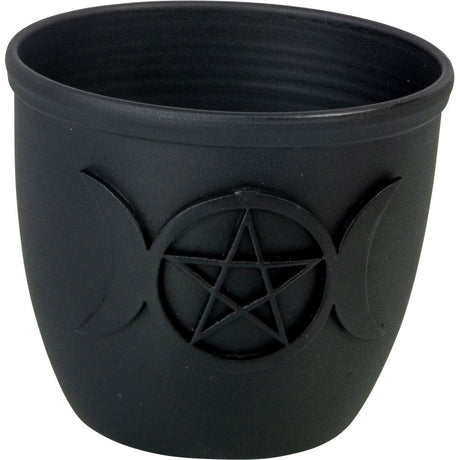 2.5" Cast Iron Chime Candle Holder - Triple Moon with Pentacle - Magick Magick.com