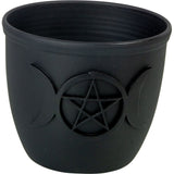 2.5" Cast Iron Chime Candle Holder - Triple Moon with Pentacle - Magick Magick.com