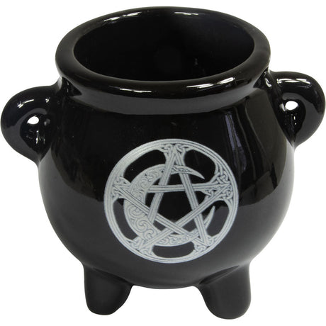 2.5" Ceramic Mini Cauldron - Celtic Moon - Magick Magick.com