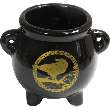 2.5" Ceramic Mini Cauldron - Celtic Raven - Magick Magick.com