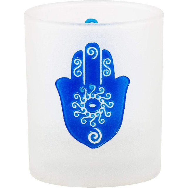 2.5" Etched Glass Votive Holder - Fatima Hand - Magick Magick.com