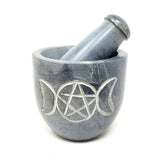 2.75" Triple Moon Carved Soapstone Mortar & Pestle - Magick Magick.com