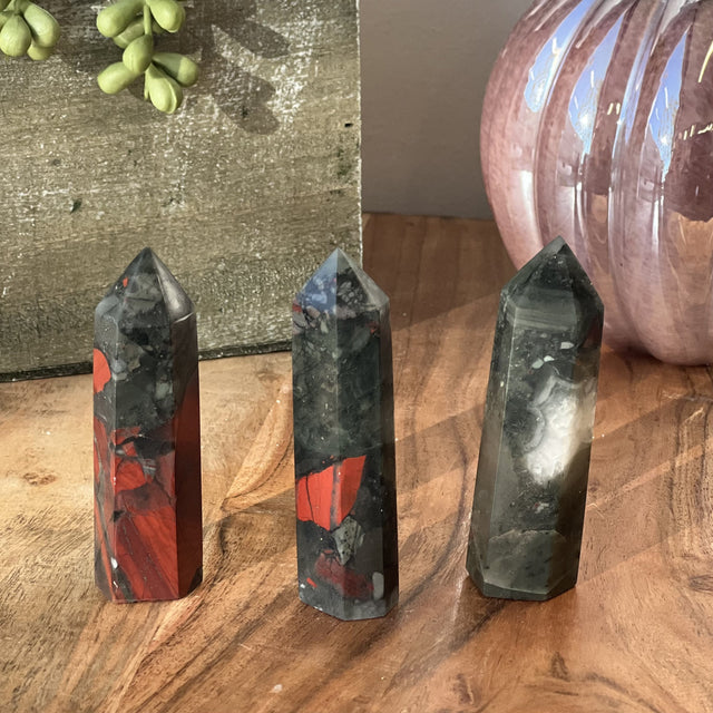 3-5" Gemstone Obelisk - African Bloodstone - Magick Magick.com