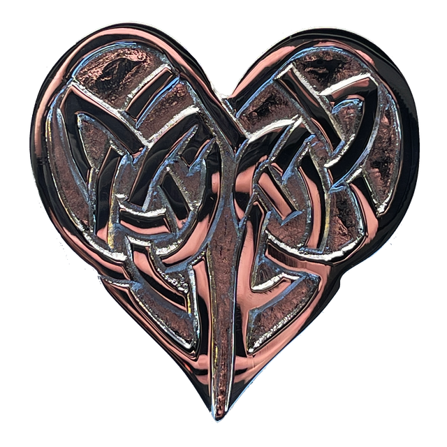 3" Celtic Heart Altar Tile Silver Plated Brass - Magick Magick.com