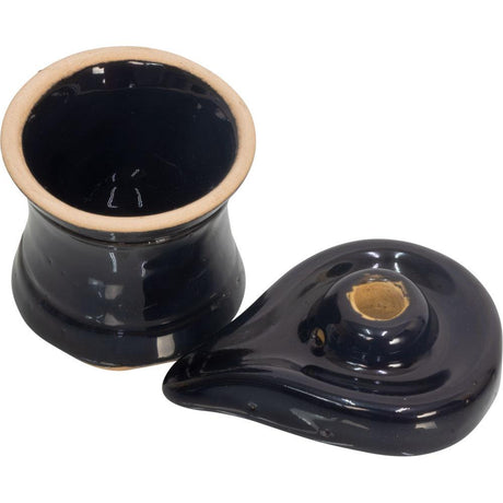 3" Ceramic Backflow Incense Burner - Lingga Yoni - Black - Magick Magick.com