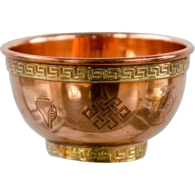 3" Copper Bowl Incense & Charcoal Burner - Eight Auspicious - Magick Magick.com