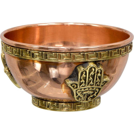 3" Copper Bowl Incense & Charcoal Burner - Fatima Hand - Magick Magick.com