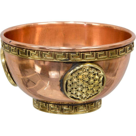 3" Copper Bowl Incense & Charcoal Burner - Flower of Life - Magick Magick.com