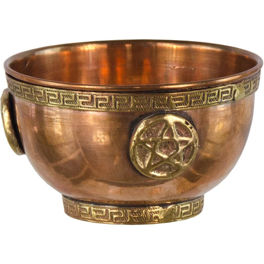 3" Copper Bowl Incense & Charcoal Burner - Pentacle - Magick Magick.com
