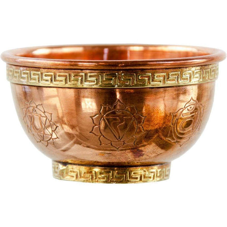 3" Copper Bowl Incense & Charcoal Burner - Seven Chakras - Magick Magick.com