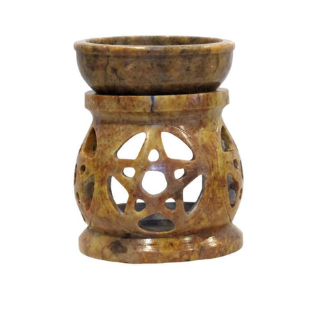 3" Pentacle Carved Soapstone Aroma Lamp - Magick Magick.com