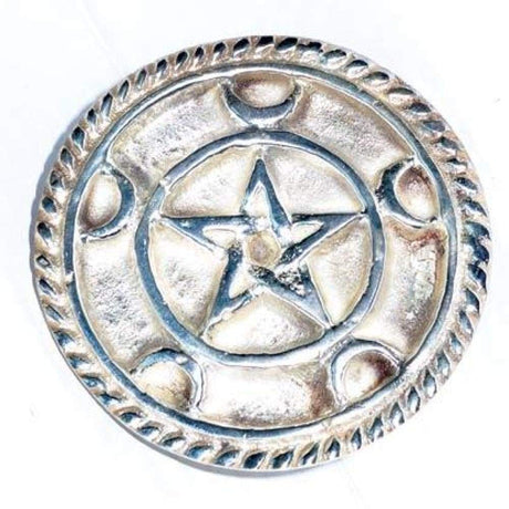 3" Silver Plated Brass Pentagram Altar Tile - Magick Magick.com
