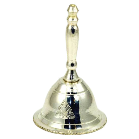 3" Silver Plated Ritual Altar Bell - Triquetra - Magick Magick.com