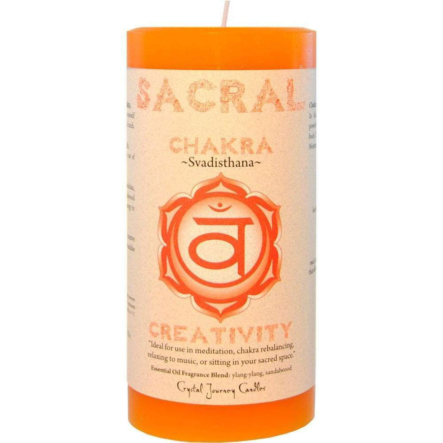 3" x 6" Reiki Charged Chakra Pillar Candle - Sacral Svadisthana - Orange - Magick Magick.com