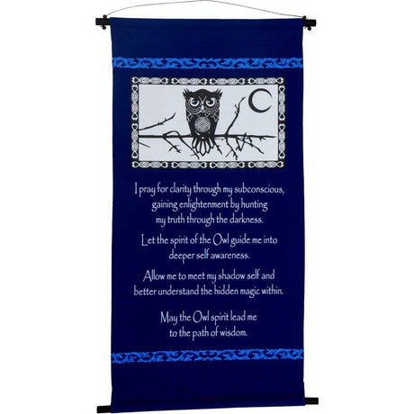 32" Cotton Inspirational Banner - Owl Spirit Prayer - Magick Magick.com