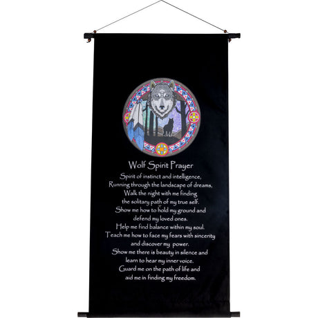 32" Cotton Inspirational Banner - Wolf Spirit Prayer - Magick Magick.com
