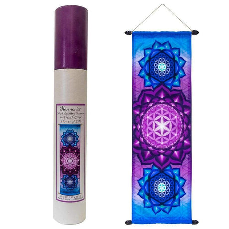 36" French Crepe Poly Banner - Flower of Life - Magick Magick.com