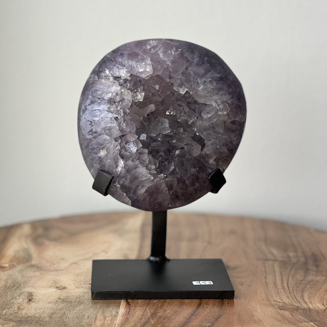 3.38 lb Amethyst Polished Geode on Metal Stand - Magick Magick.com