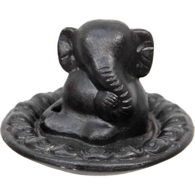 3.5" Black Clay Incense Holder - Ganesha - Magick Magick.com