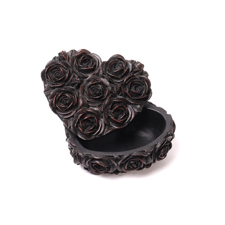3.5" Black Rose Heart Box - Magick Magick.com