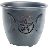 3.5" Cast Iron Smudge Pot - Triple Moon with Pentacle - Magick Magick.com