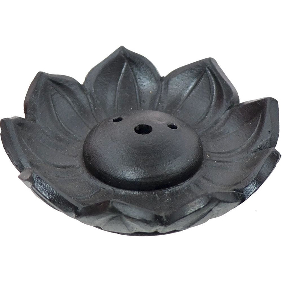 3.5" Ceramic Incense Holder Lotus - Black - Magick Magick.com