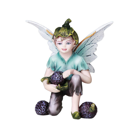 3.5" Fairy Statue - Fairy Boy with Blueberries - Magick Magick.com