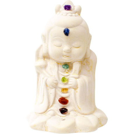 3.5" Gypsum Cement Statue Incense Holder - Kwan Yin - Magick Magick.com