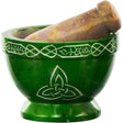 3.5" Soapstone Mortar & Pestle - Triquetra Green - Magick Magick.com