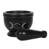 3.5" Soapstone Mortar and Pestle - Triple Moon - Magick Magick.com