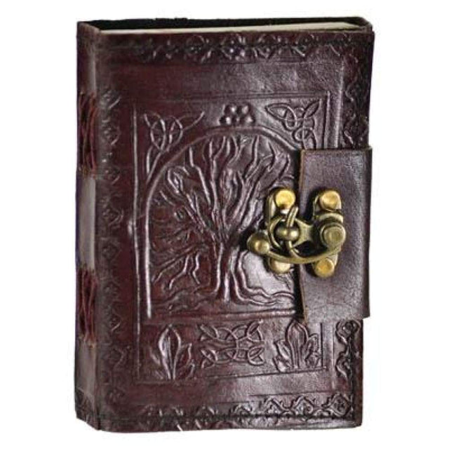 3.5 x 5" Tree of Life Leather Blank Journal with Latch - Magick Magick.com