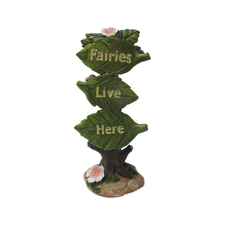 3.75" Fairies Live Here Garden Sign Resin Statue - Magick Magick.com