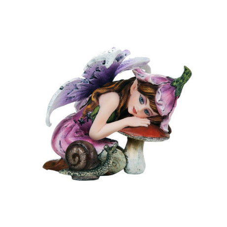 3.75" Fairy Statue - Fairy Leaning on Mushroom with Snail - Magick Magick.com