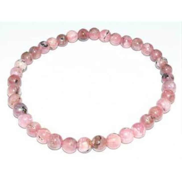 4-6 mm Elastic Bracelet Round Beads - Rhodochrosite - Magick Magick.com