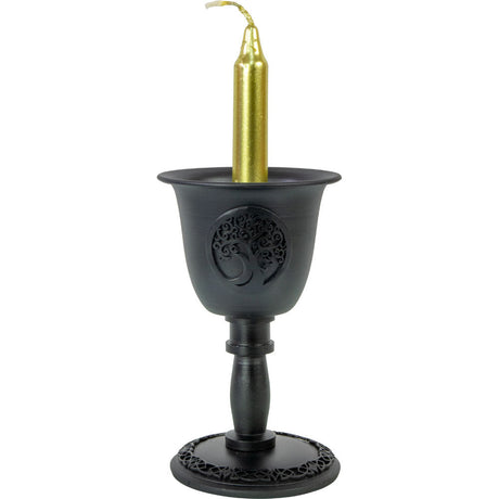 4" Cast Iron Chalice Mini Candle Holder - Tree of Life - Magick Magick.com