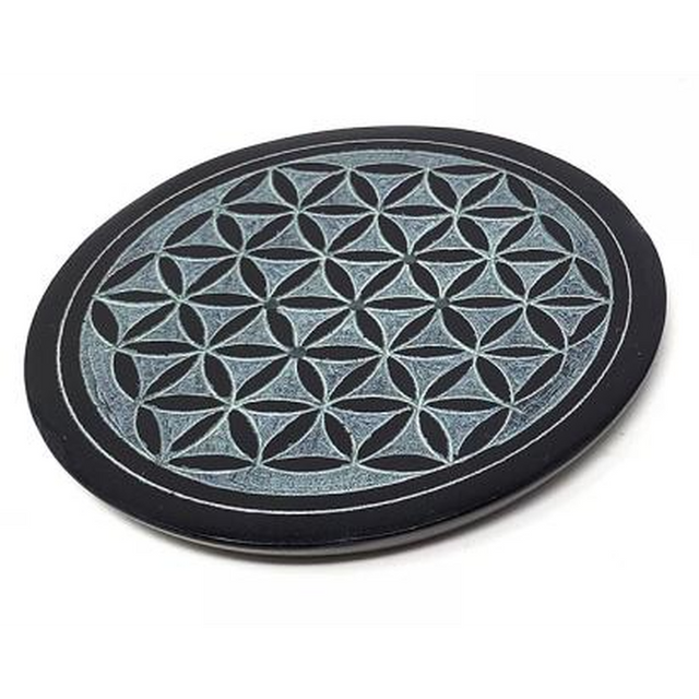 4" Flower of Life Soapstone Altar Tile / Incense Burner - Magick Magick.com