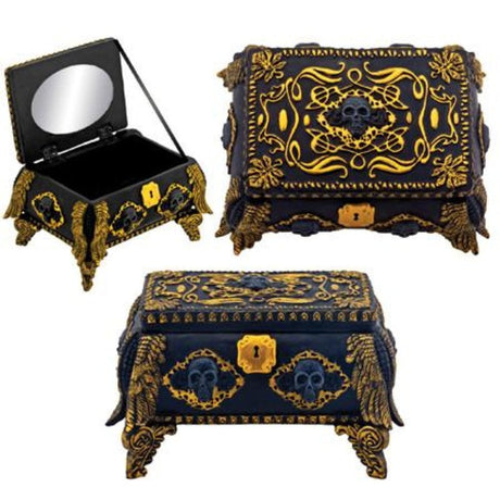 4" Gold & Black Skull Jewelry Box - Magick Magick.com