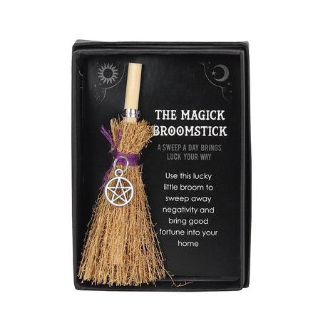 4" Mini Magick Broomstick - Pentagram - Magick Magick.com