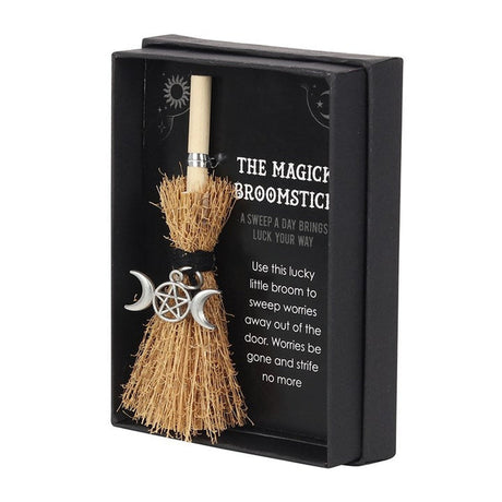 4" Mini Magick Broomstick - Triple Moon - Magick Magick.com