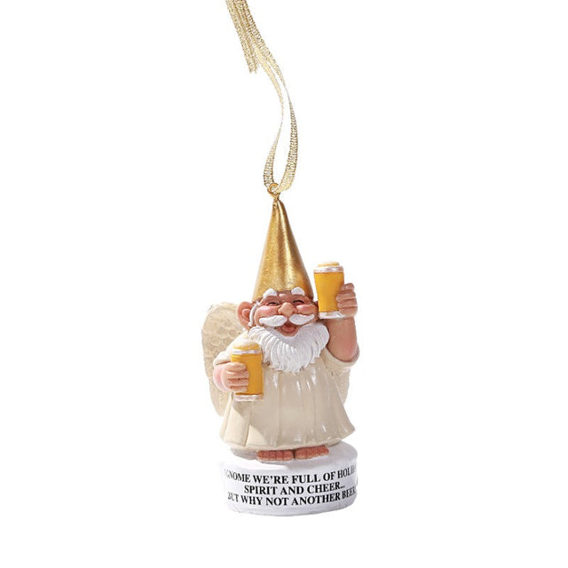 4" Tree Ornament - Gnome Beer Angel - Magick Magick.com