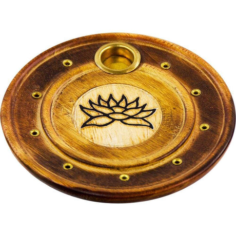 4" Wood Round Cone Burner - Lotus - Magick Magick.com