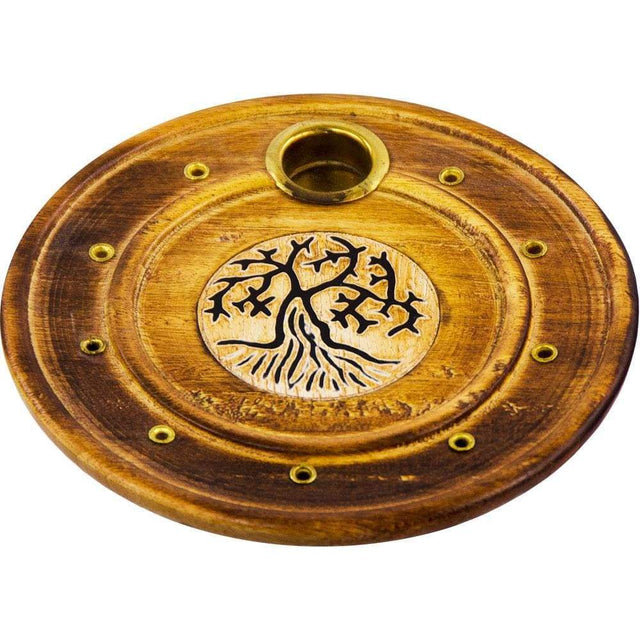4" Wood Round Cone Burner - Tree of Life - Magick Magick.com