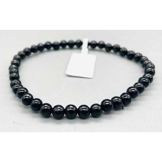 4 mm Elastic Bracelet Round Beads - Jet - Magick Magick.com
