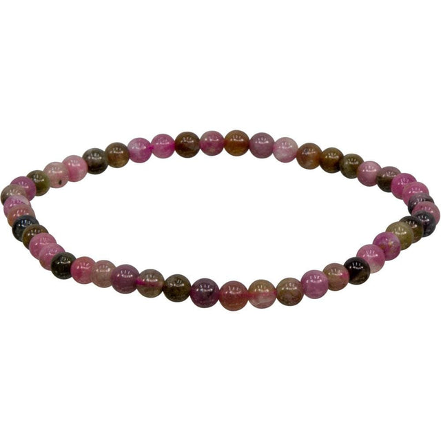 4 mm Elastic Bracelet Round Beads - Pink Mix Tourmaline - Magick Magick.com