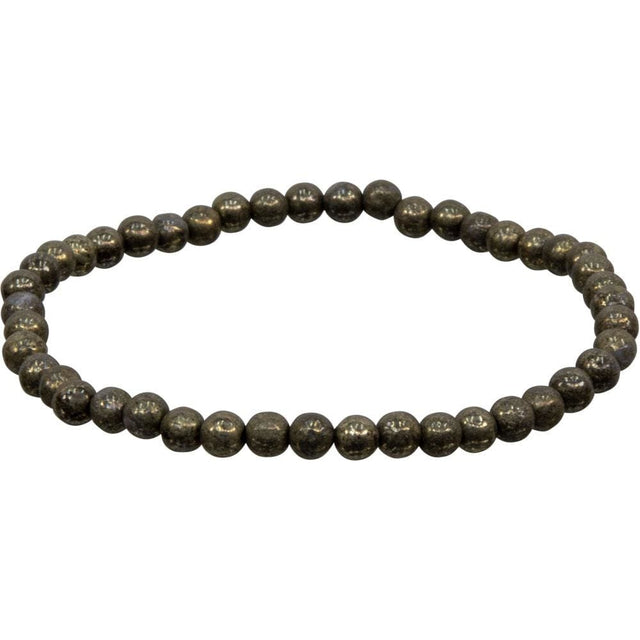 4 mm Elastic Bracelet Round Beads - Pyrite - Magick Magick.com